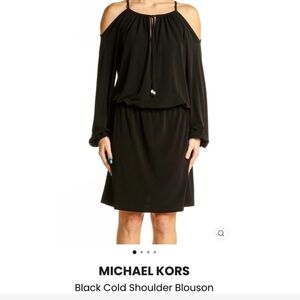 Michael Kors Black Cold Shoulder Blouson Dress